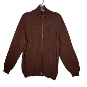 Scott Barber Wool Brown Full Zip Cardigan Sweater